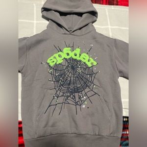 SP5DER SLATE GRAY/WAIT WEB HOODIE SZ S